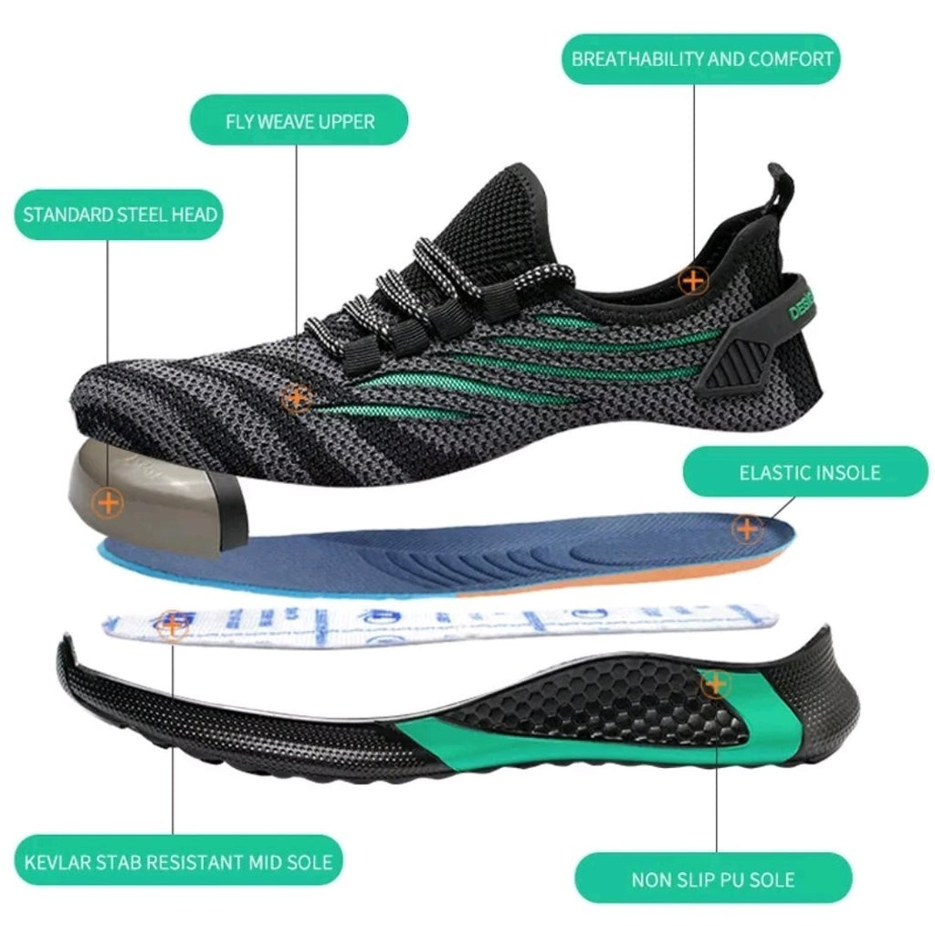 Men’s Steel Toe Safety Shoe Indestructible Work Boots Lightweight Sneaker UK 7.5
