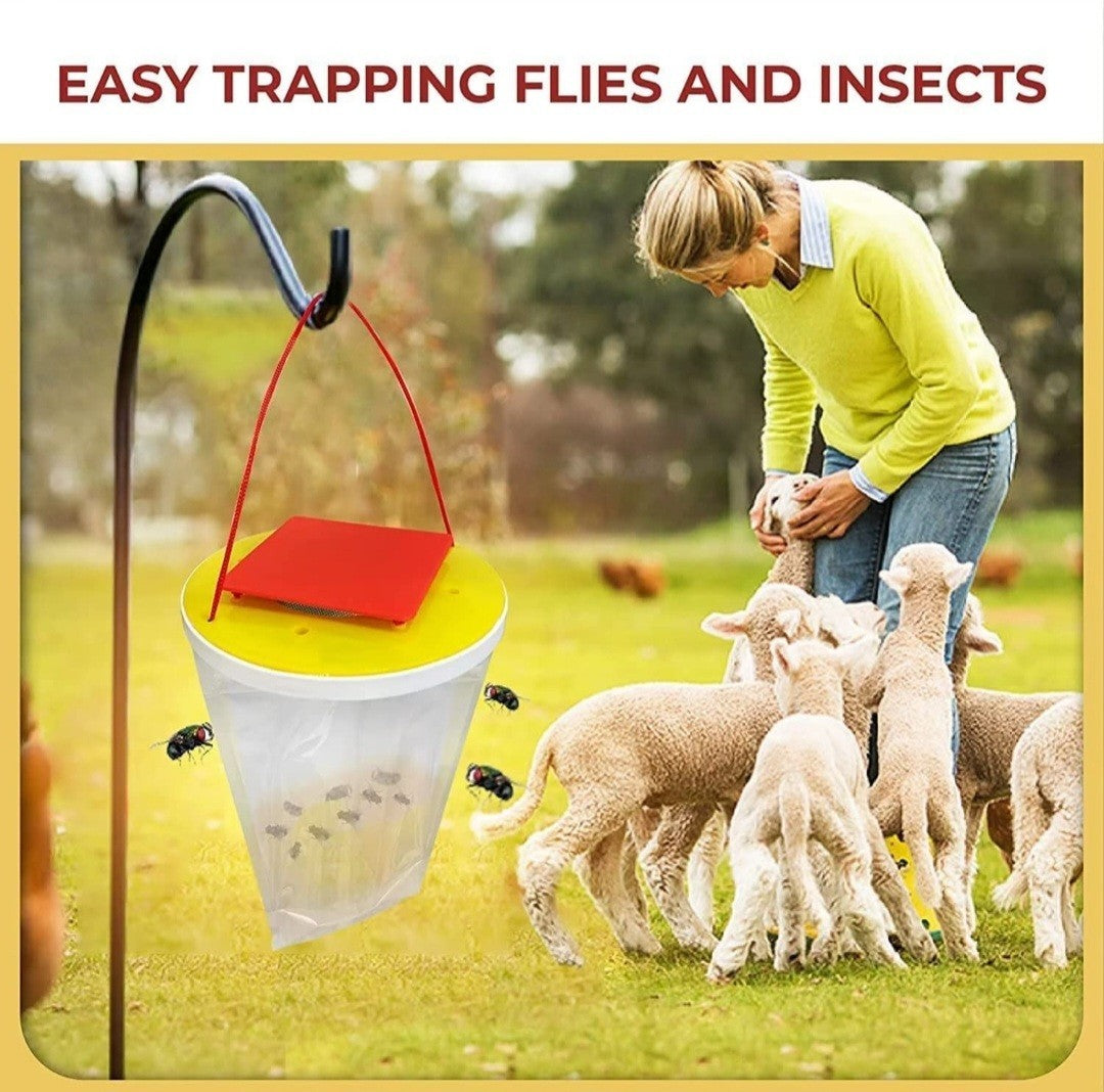 Red Top Fly Trap Bag Catcher 20,000 Flies Insects Pest Control Killer Bait UK.