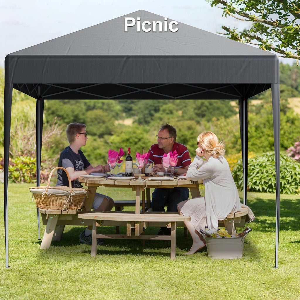 3X3M Heavy Duty Pop-up Gazebo Outdoor Garden Canopy Party Tent Adjustable -Grey