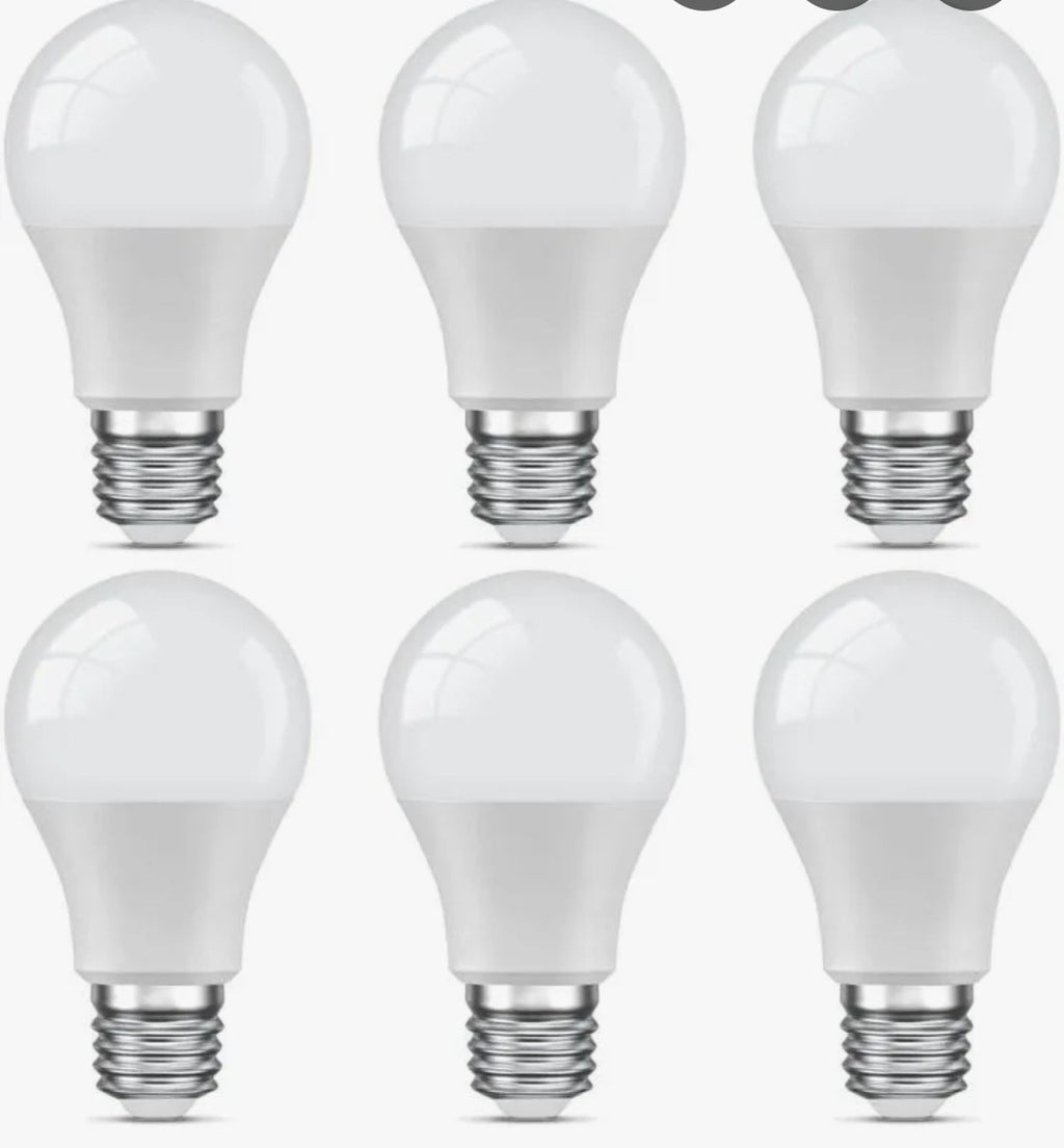 6 Pack E27 LED Bulb Cool White 9W (60W Eqv) 6000K 806lm A60 Standard Screw Light