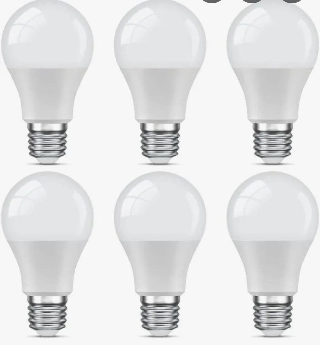 6 Pack E27 LED Bulb Cool White 9W (60W Eqv) 6000K 806lm A60 Standard Screw Light