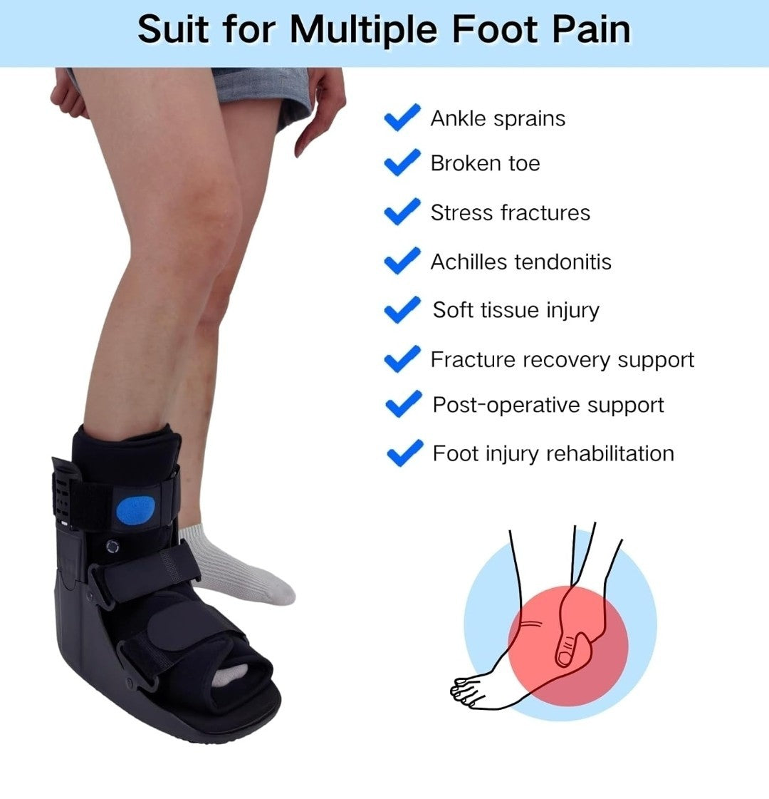 Mathgetin Air Walker Fracture Boot – Inflatable Orthopaedic Walking Boot Small