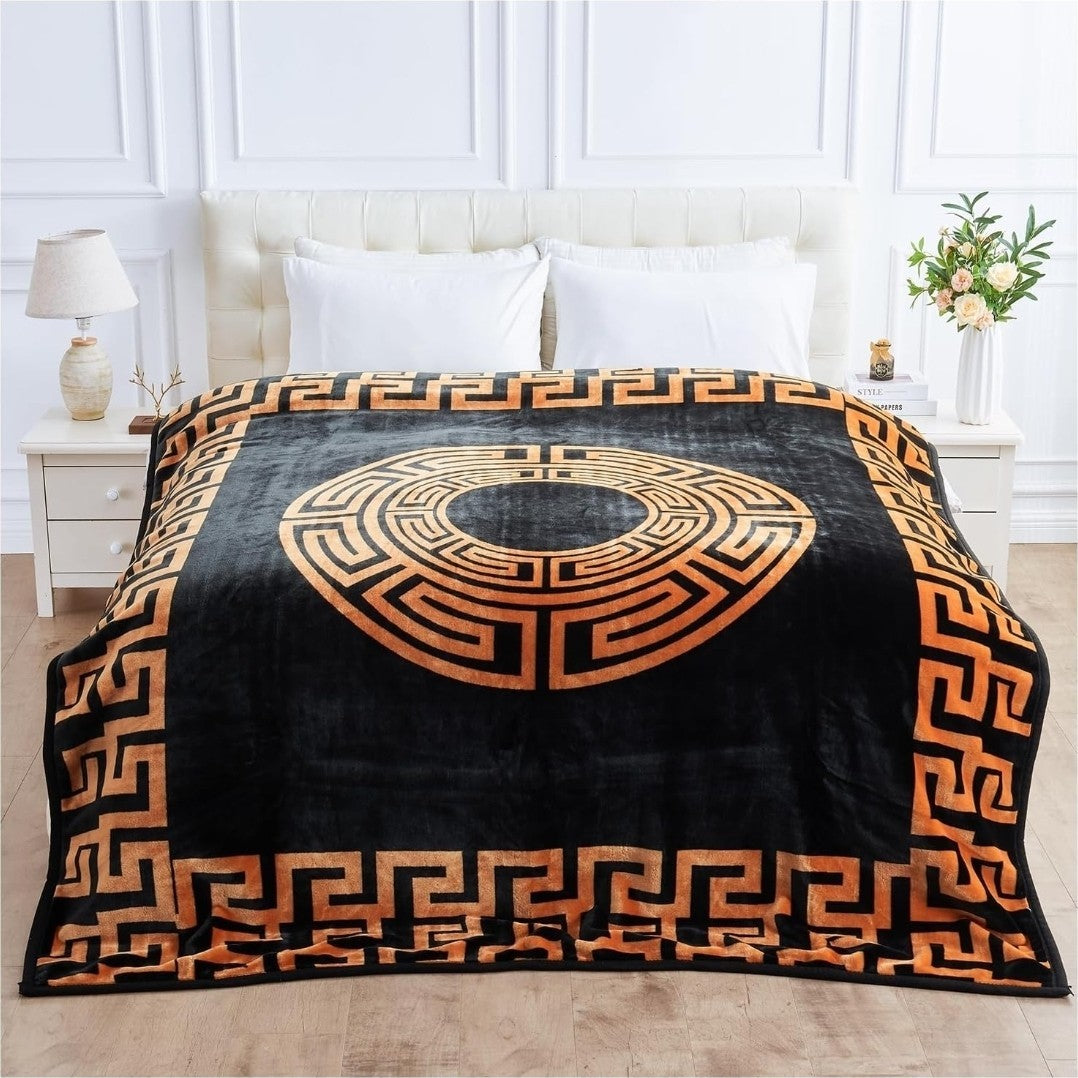 King Size Blanket 2 Ply Greek Reversable Fleece 4KG–Soft Warm Weighted 200x240cm
