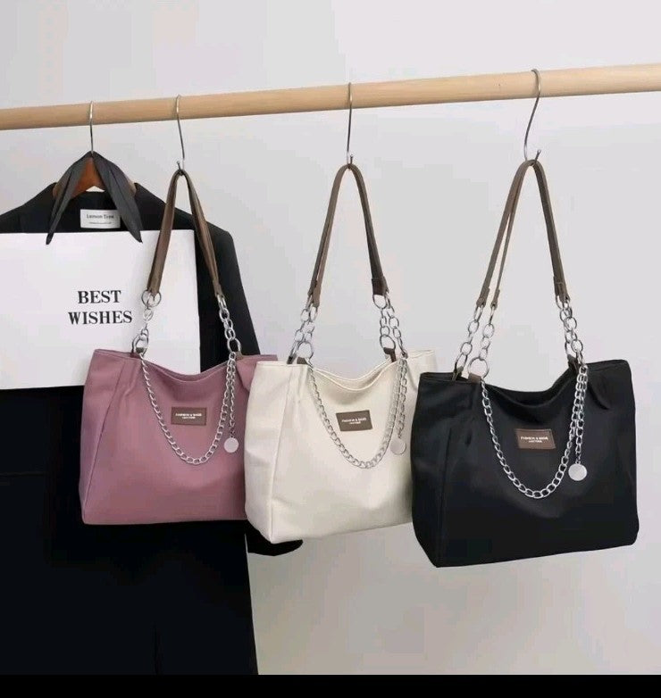 Large Nylon Shoulder Tote Bag for Women: Spacious and Stylish Mommy Bag PURPLE