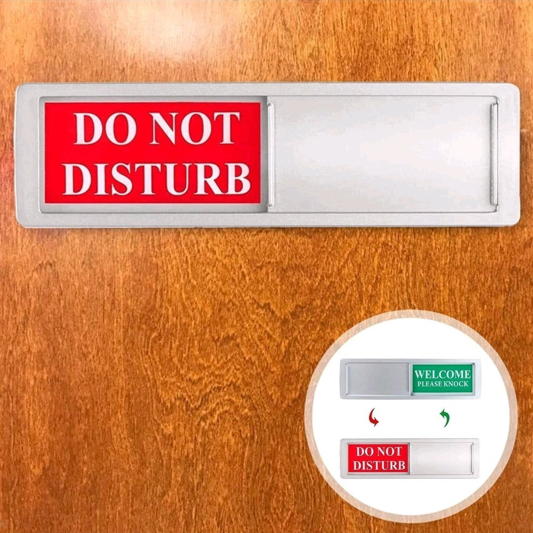 Reversible Sliding Door Sign – "Do Not Disturb" & "Welcome Please Knock" –Office