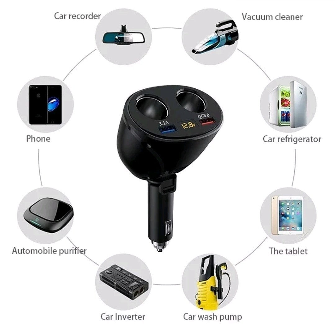 Fast Car Cigarette Lighter Socket Adapter Dual USB Double Plug Charger Splitter