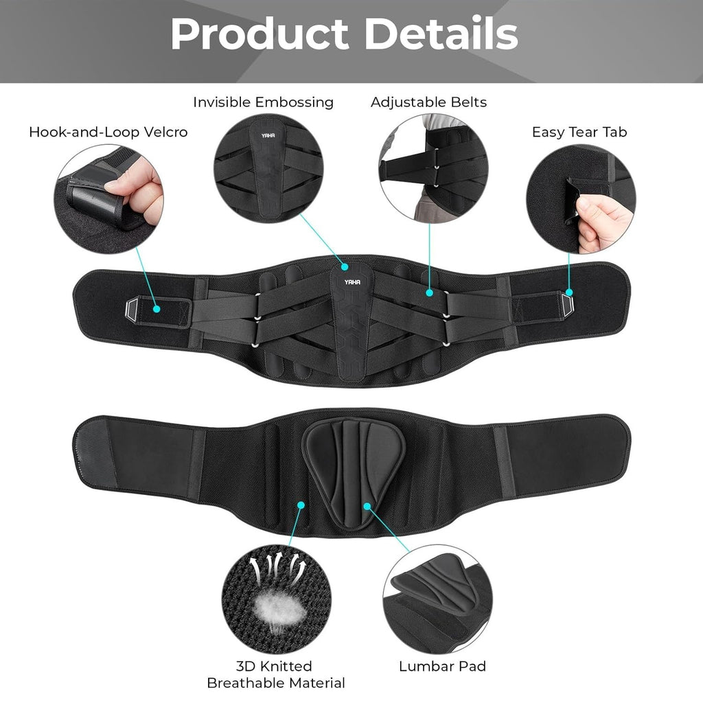 YAHA Lower Back Brace Support Belt, Pain Relief, Heavy Lifting-Adjustable-Unisex