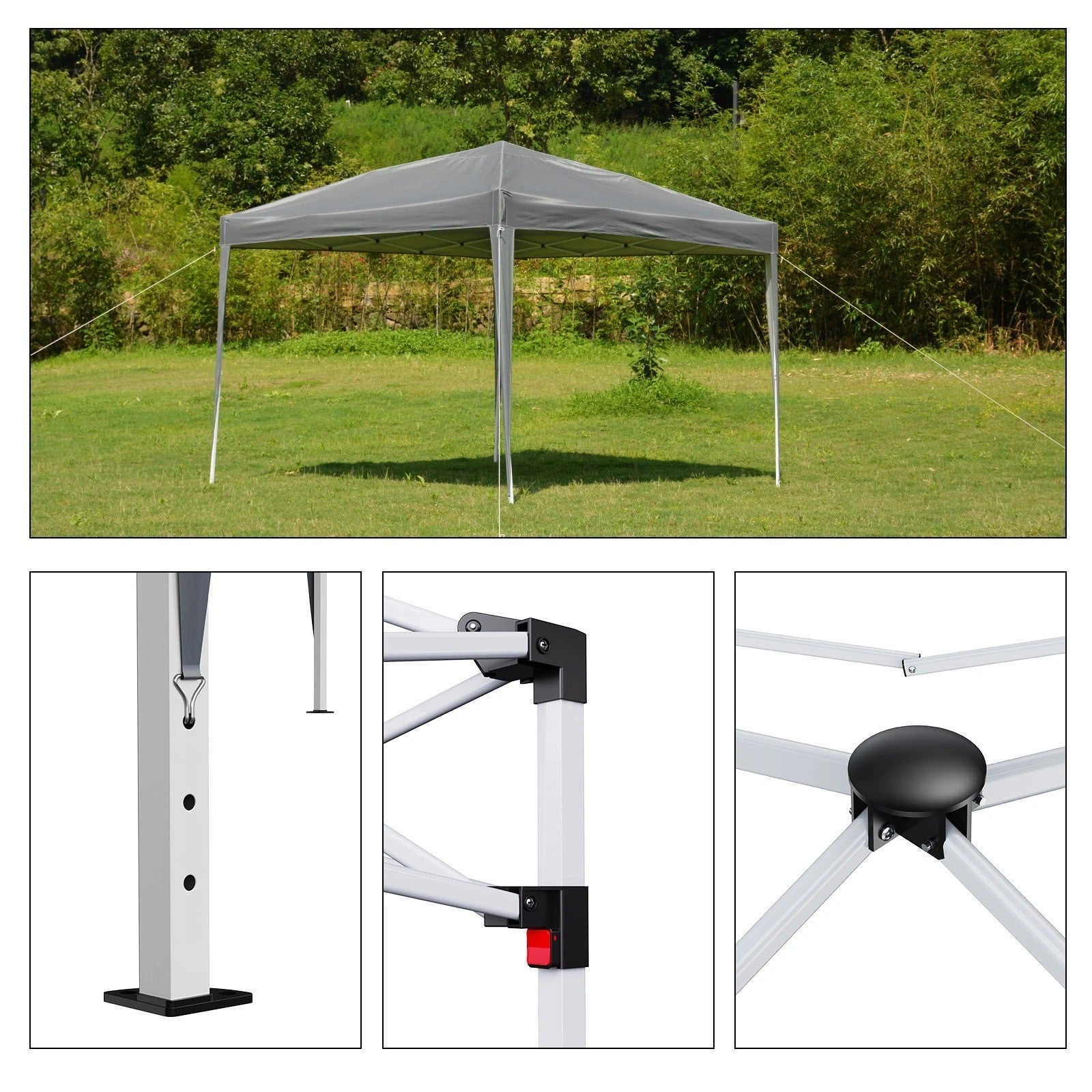3mX3m Pop-up Gazebo Outdoor Garden Canopy Party Tent Adjustable -Grey