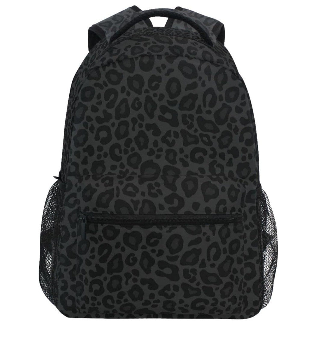 Black Leopard Print Backpack School bag Daypack Travel Hiking...