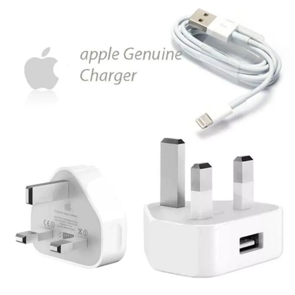 100% Genuine Apple Charger Plug & Data Cable Apple iPhone 5 6 7 8 X XR 11 12 13