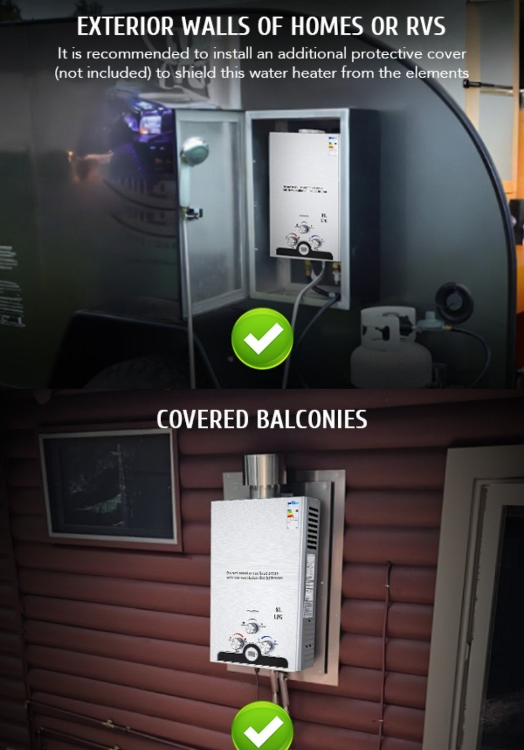 8L LPG Gas Water Heater Tankless Instant Boiler with LED & Copper Core Outdoor 