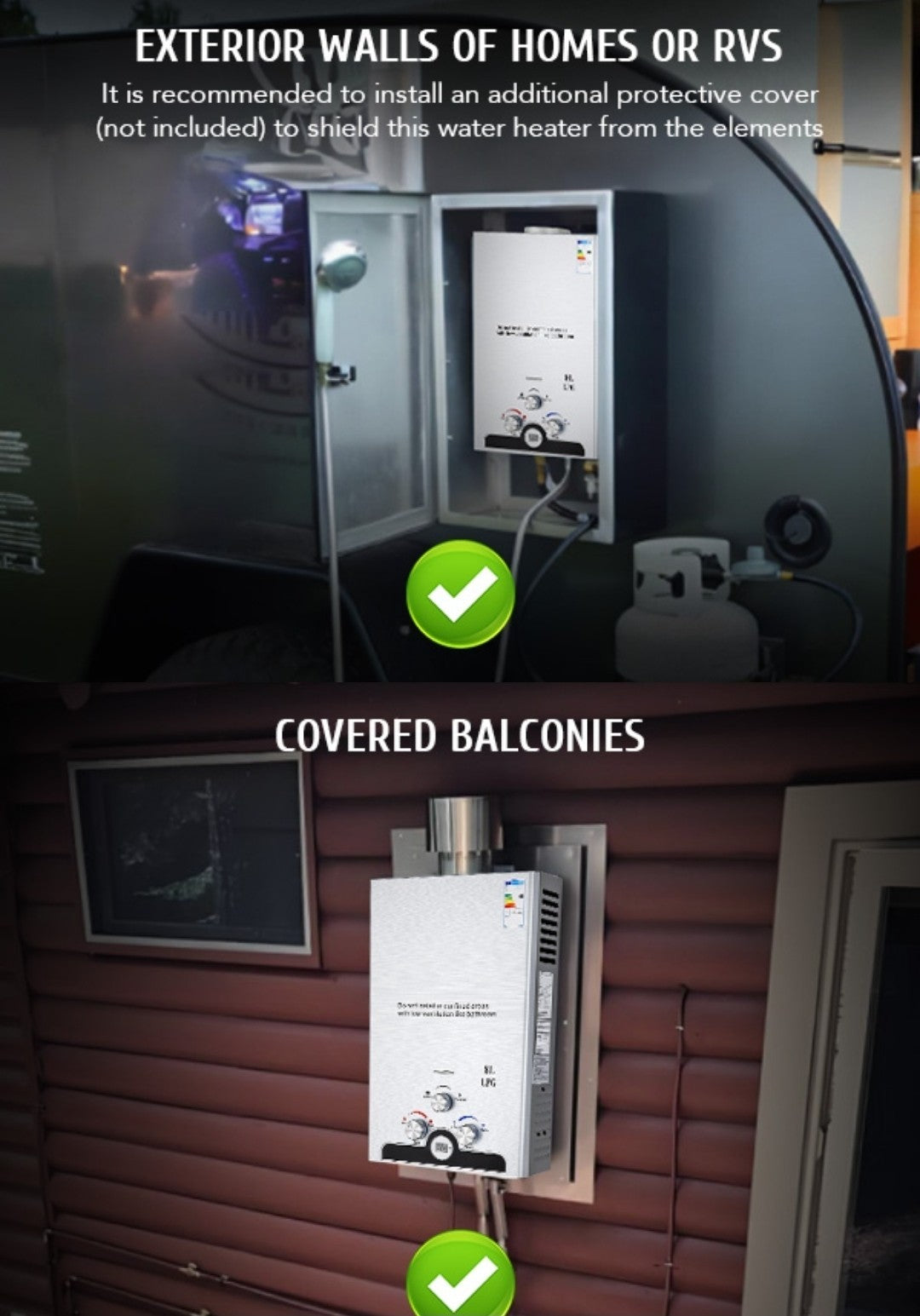 8L LPG Gas Water Heater Tankless Instant Boiler with LED & Copper Core Outdoor 