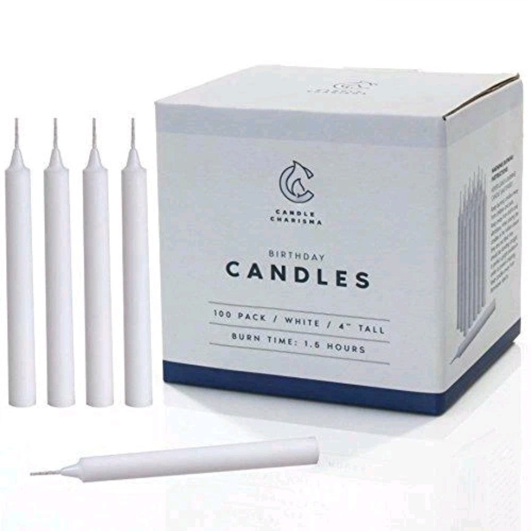Candle Charisma 100x White Spell Candles - 4" Unscented Paraffin Chime Candles, 