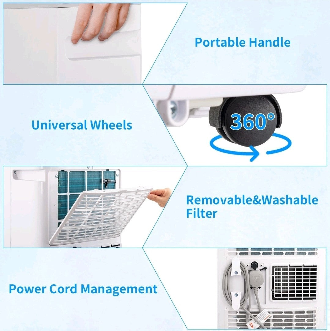 3 In 1 Portable Air Conditioner 8000BTU Mobile AC Unit, Fan,Dehumidifier