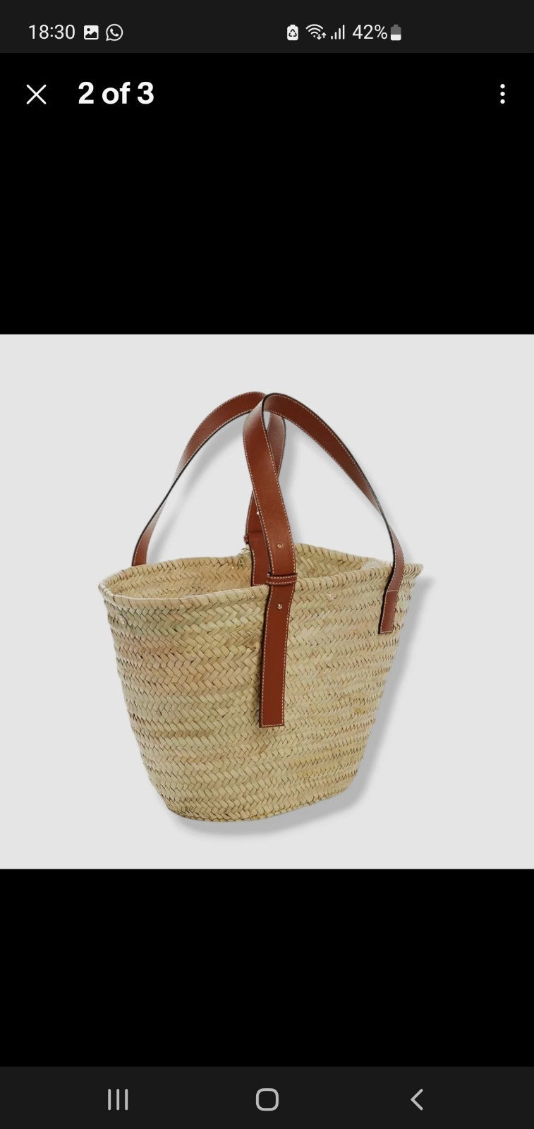 Large Woven Straw Tote Bag with Faux Leather Handles – Summer Beach, Holiday, Ca