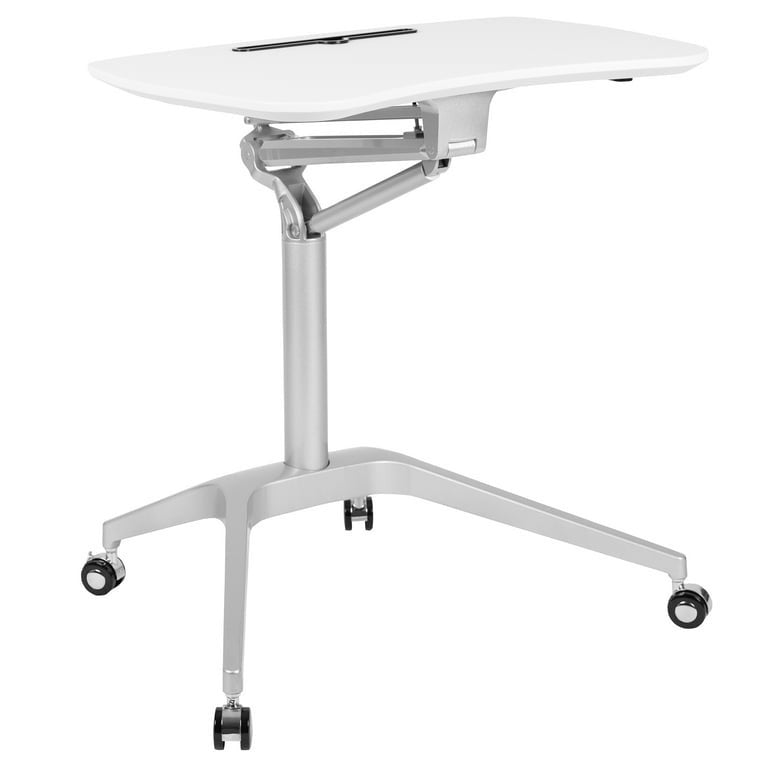 Sit-Stand Adjustable Computer Desk 28" White | Ergonomic Workstation Table