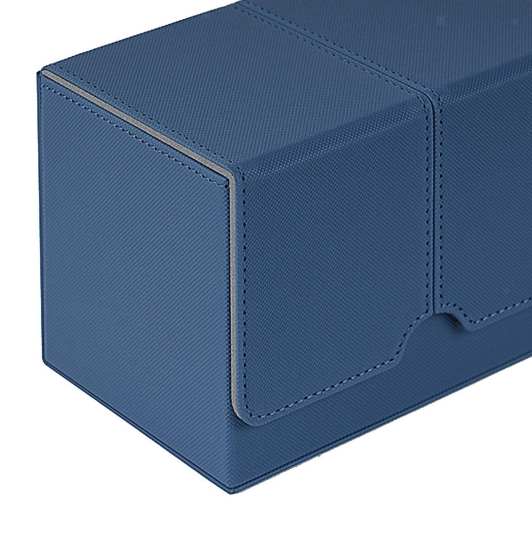 Card Deck Box Gaming Card Holder Premium PU Leather Sports Double Size In Blue 