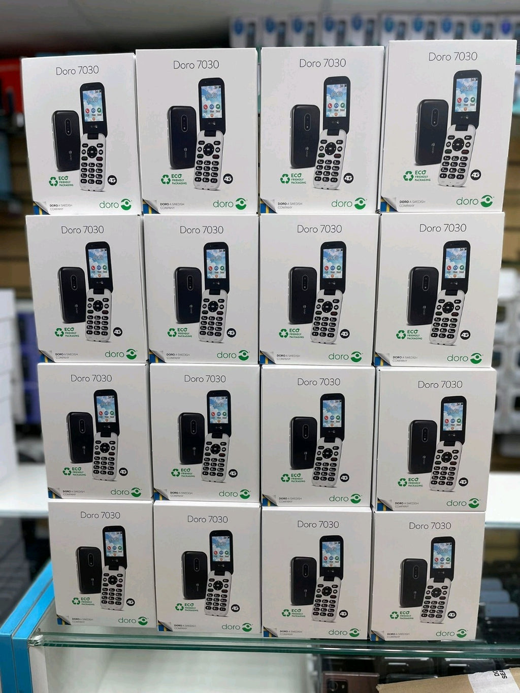 New Doro 7030 4G Dual sim, Big Keys, Loud Sound, Black & White factory unlocked.