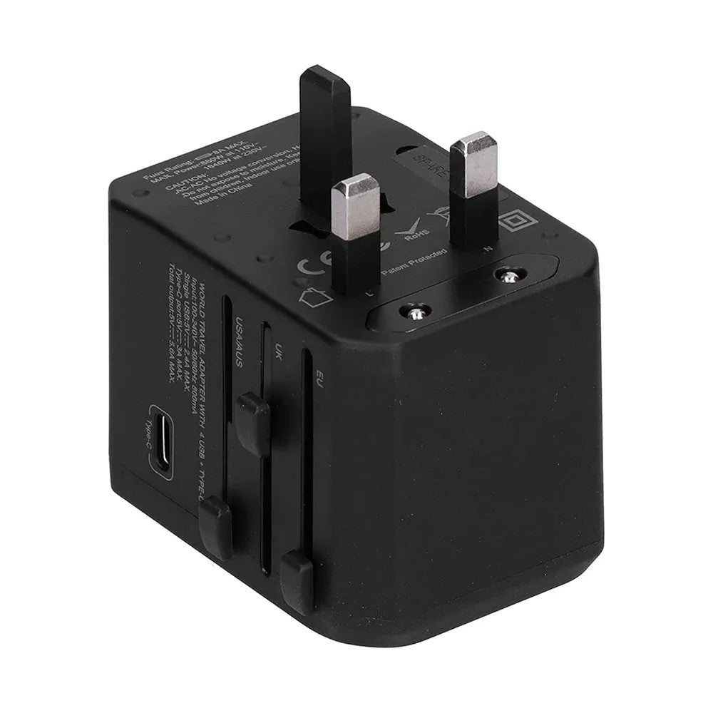 Worldwide Travel Plug Adapter with 5 USB Ports - Universal International Adapter