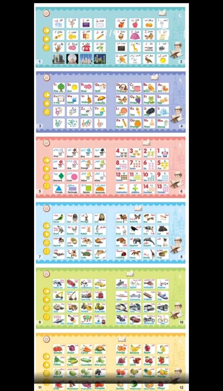 Kids Electronic Arabic Reading Book Multifunction Educational Book Toy Eid Gift