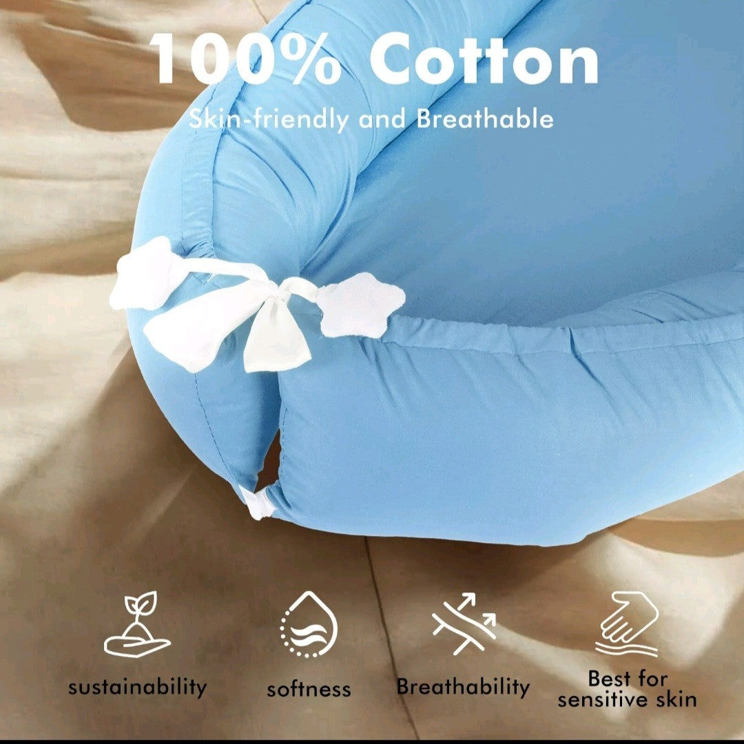 Baby Pod Nest Newborn Reversible Cocoon Bed Newborn Cushion UK BLUE