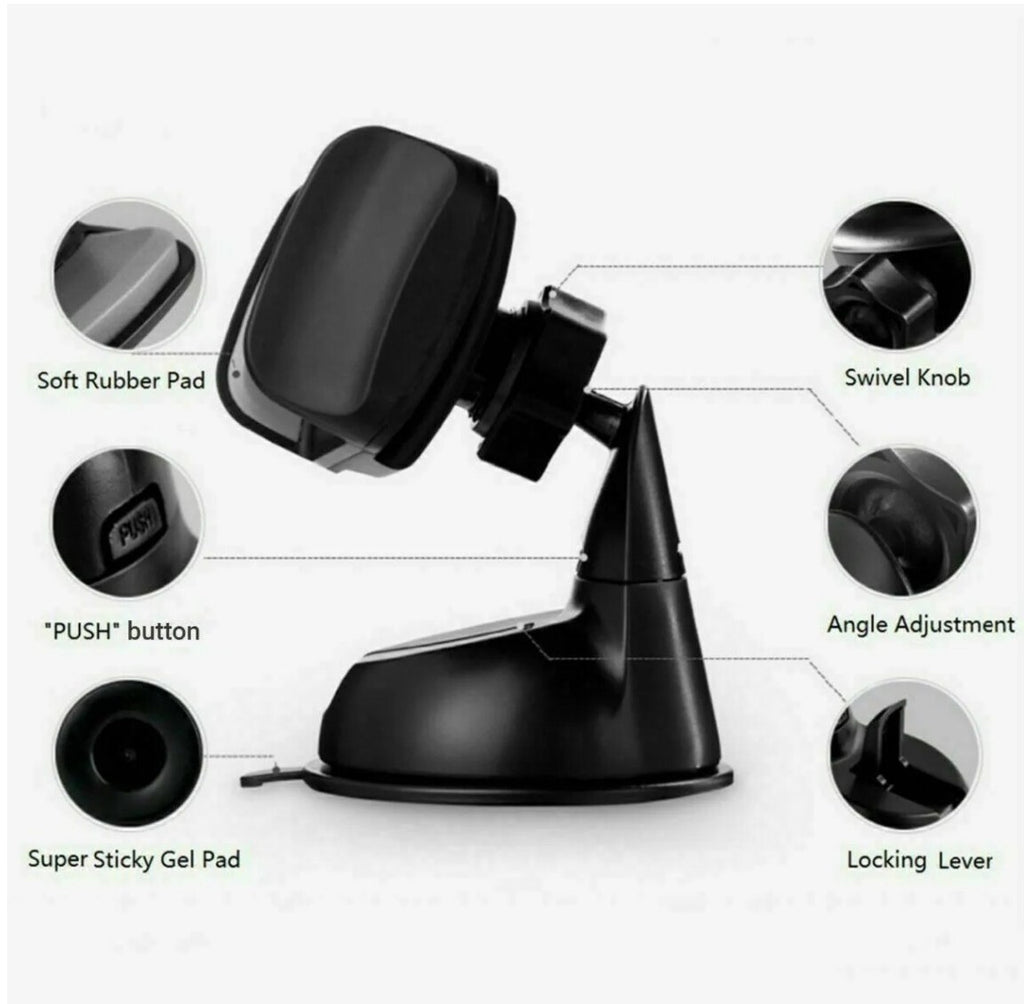 Car Phone Holder, In Car Suction Dash Windscreen Universal Mount 360