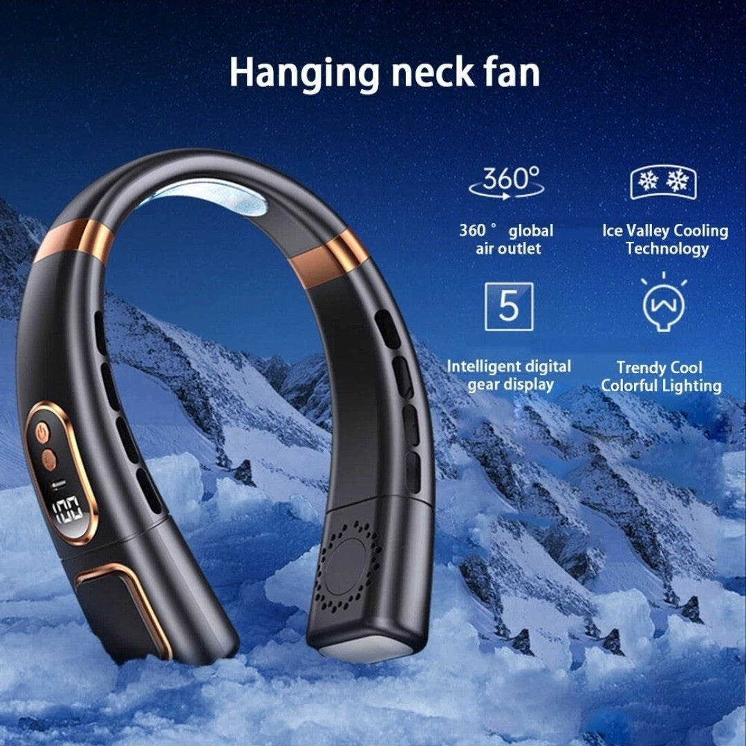 Portable Neck Fan 5 Speeds with LED Fan Air Cooler for Home Office Travel Sports