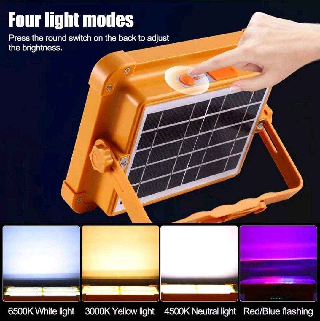 2000W Rechargeable LED Work Light Solar Cordless Portable Floodlight USB 4 Modes