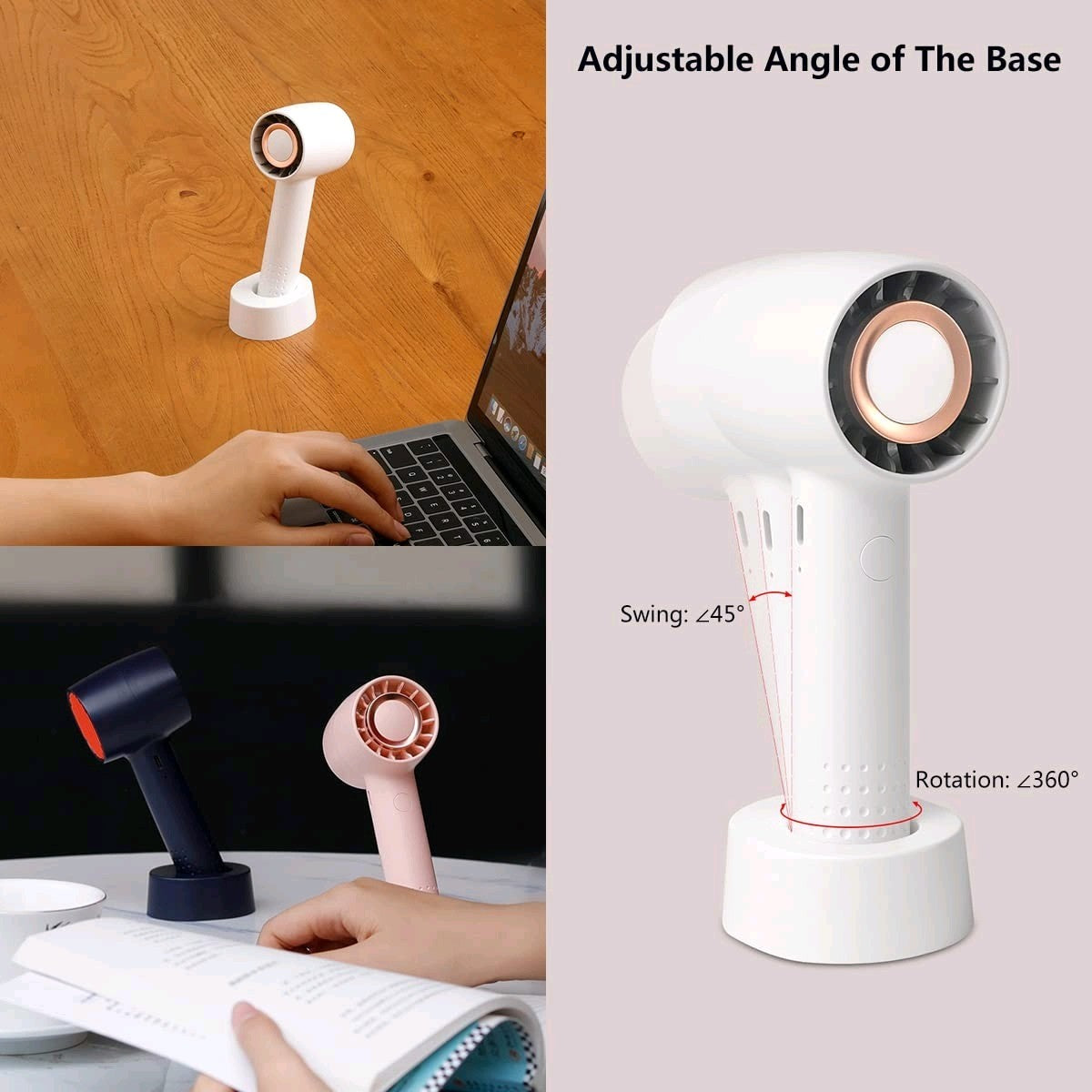 Portable Pocket Size Mini Handheld Rechargeable Fan In Blue  Indoor-Outdoor-Home