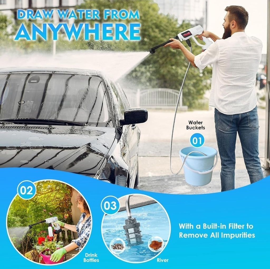 96V Cordless Pressure Washer Portable High Power Jet Wash Cleaner Kit X2 Battery
