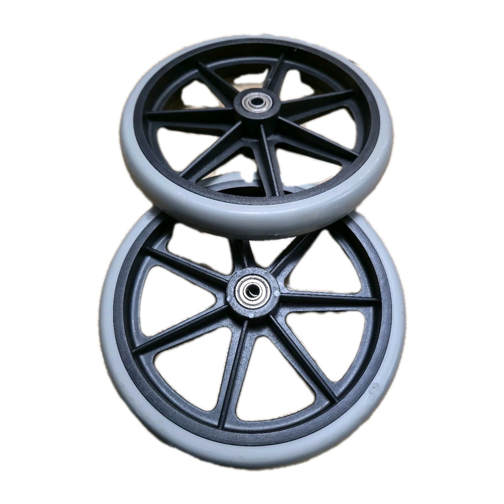 2-Pcs 200mm (8") Grey Rubber Small Non Marking Wheelchair Wheel Replacement