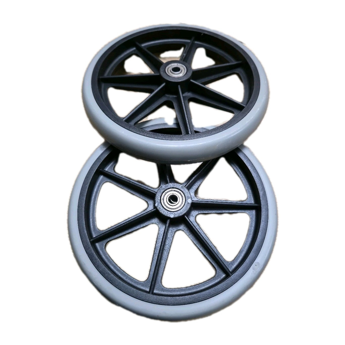 2-Pcs 200mm (8") Grey Rubber Small Non Marking Wheelchair Wheel Replacement