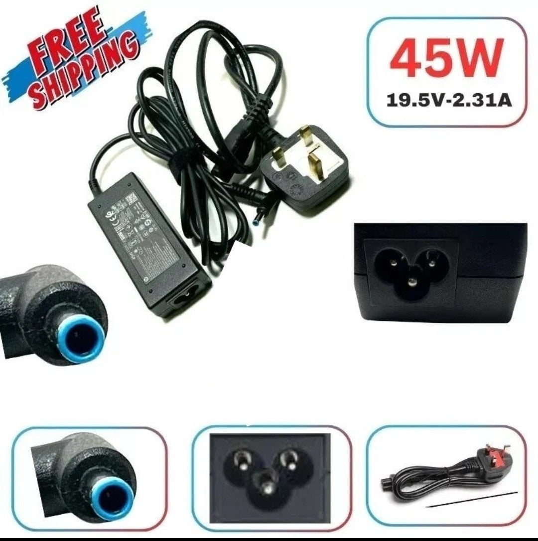 100% GENUINE HP LAPTOP CHARGER BLUE TIP 19.5V - 2.31A, 45W WITH POWER LEAD 