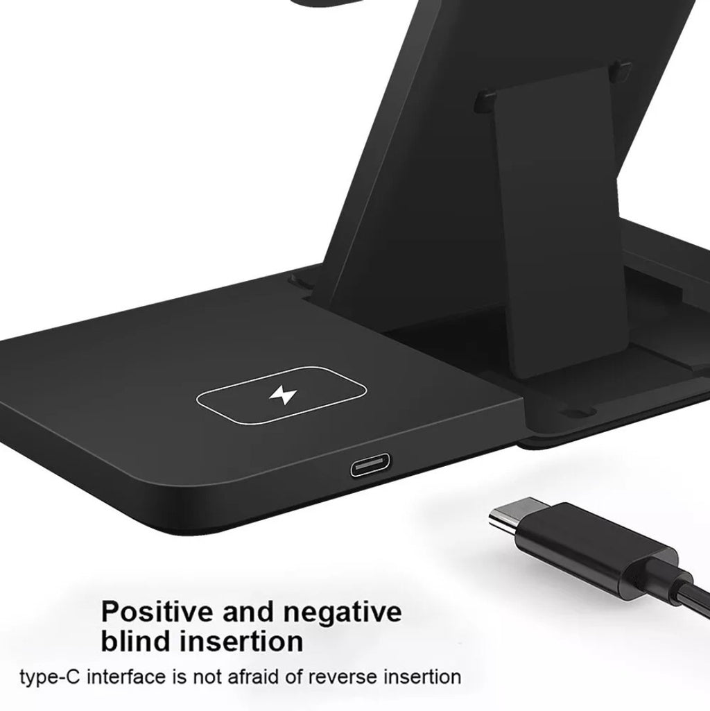 3 in 1 Fast Wireless Charger Dock Station with 25W Plug & USB-C Cable For iPhone