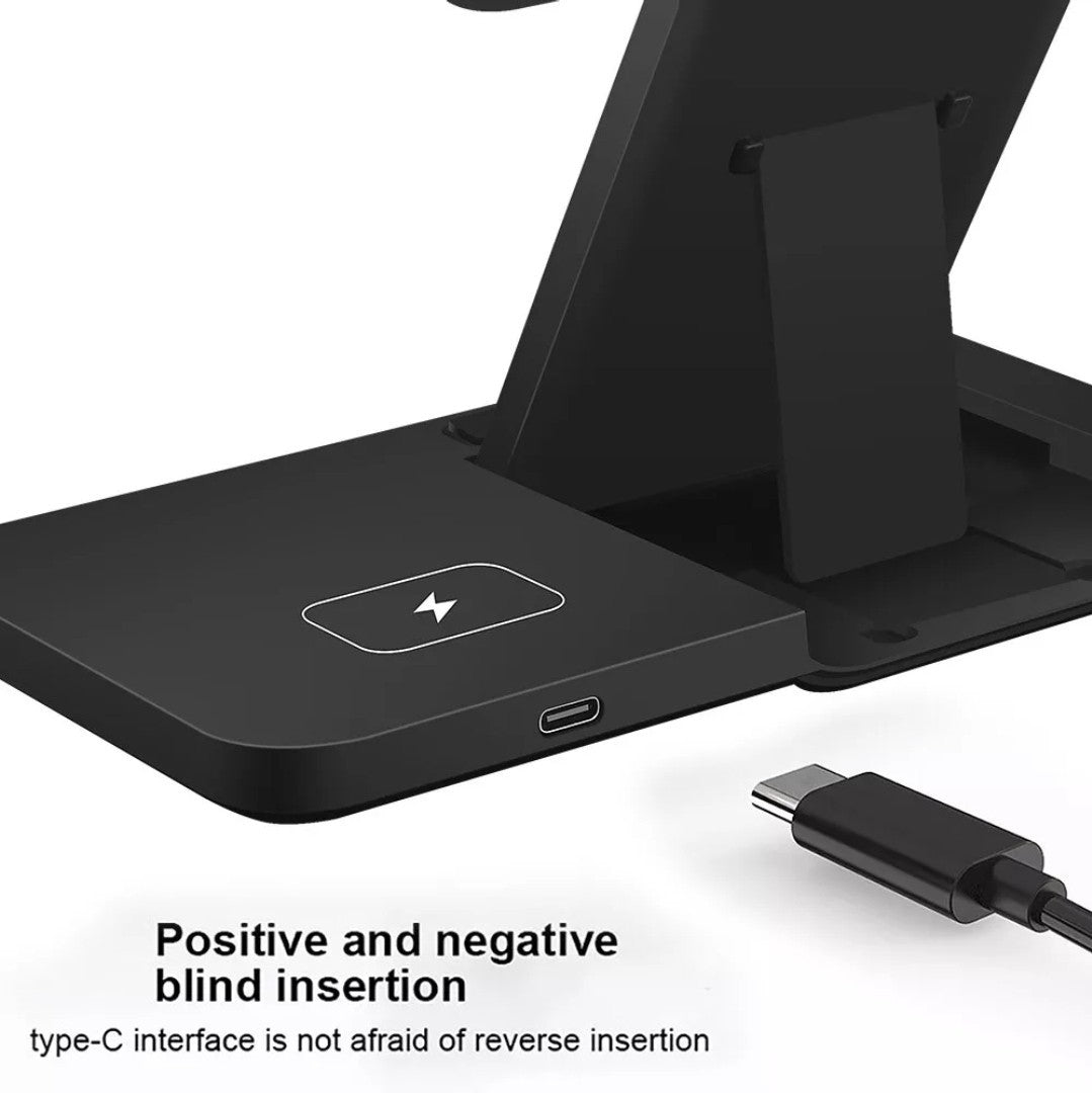 3 in 1 Fast Wireless Charger Dock Station with 25W Plug & USB-C Cable For iPhone
