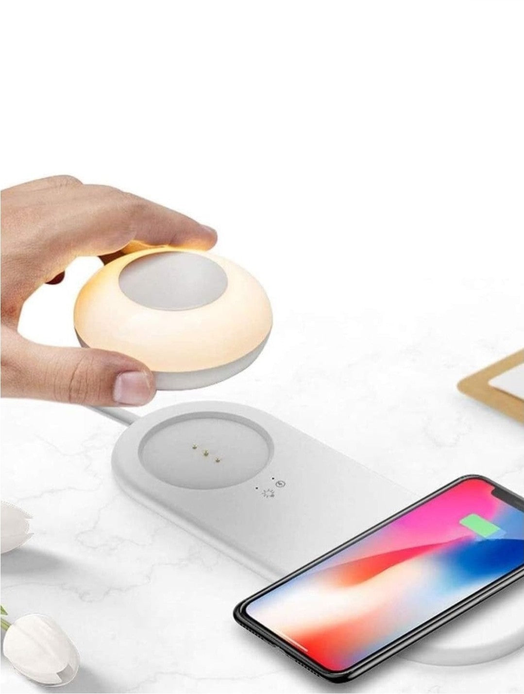 Link2Home Portable Wireless Smart Phone Fast Charging Station with Night Light