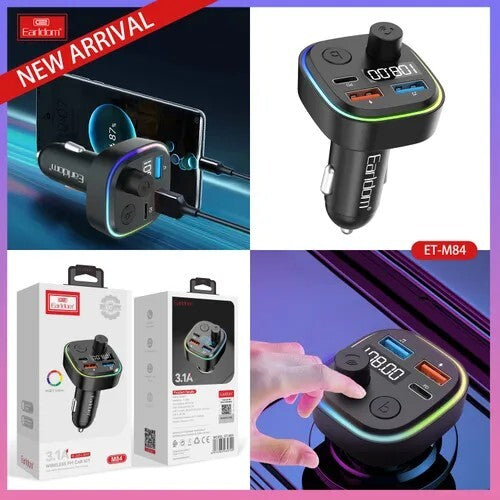 Bluetooth 5.0 Wireless FM Transmitter Radio MP3 Player USB-C Car Charger Adapter