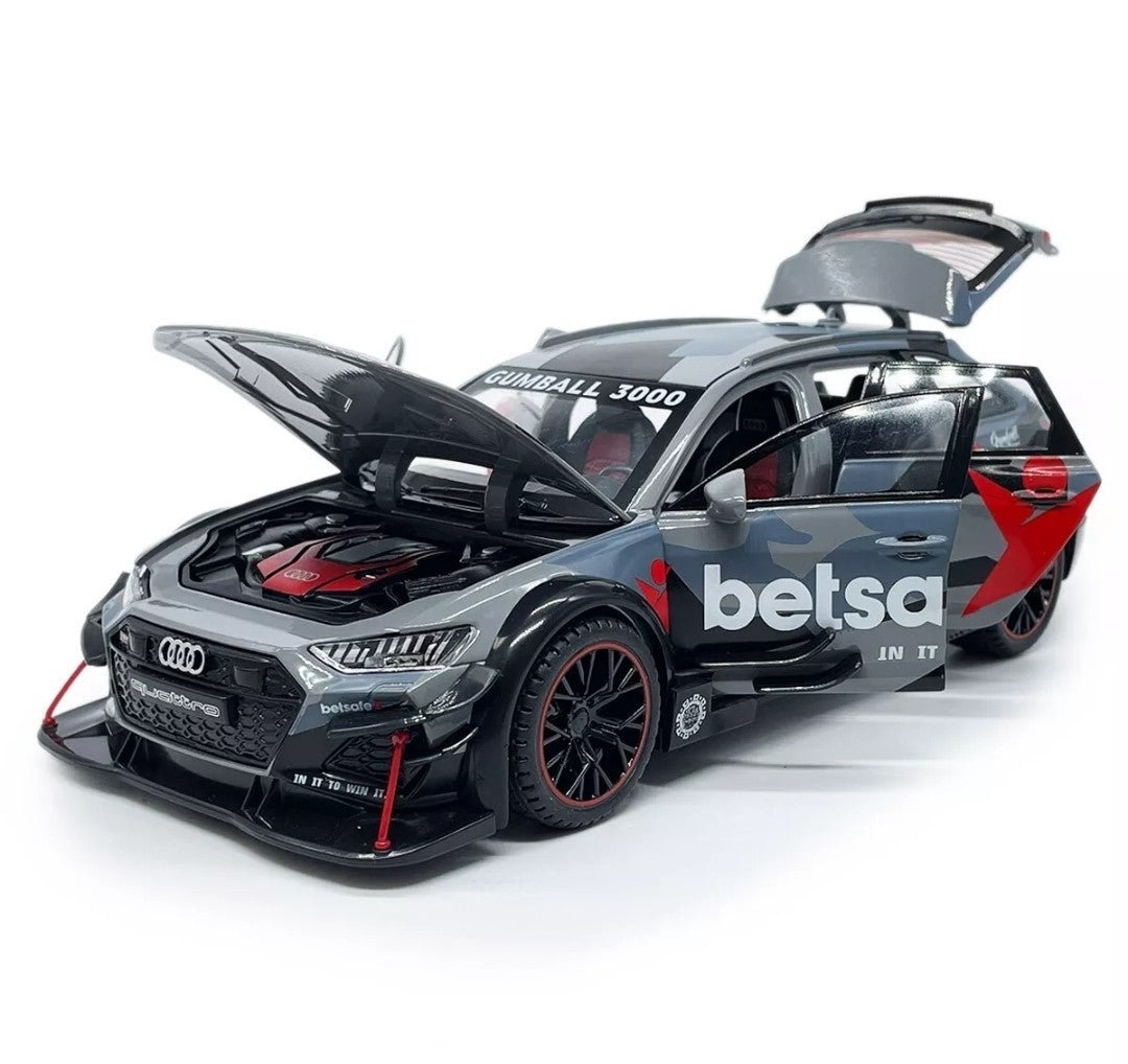 1:24 Audi RS6 Avant DTM Model Car Metal Diecast Toy Vehicle for Kids Boys Grey