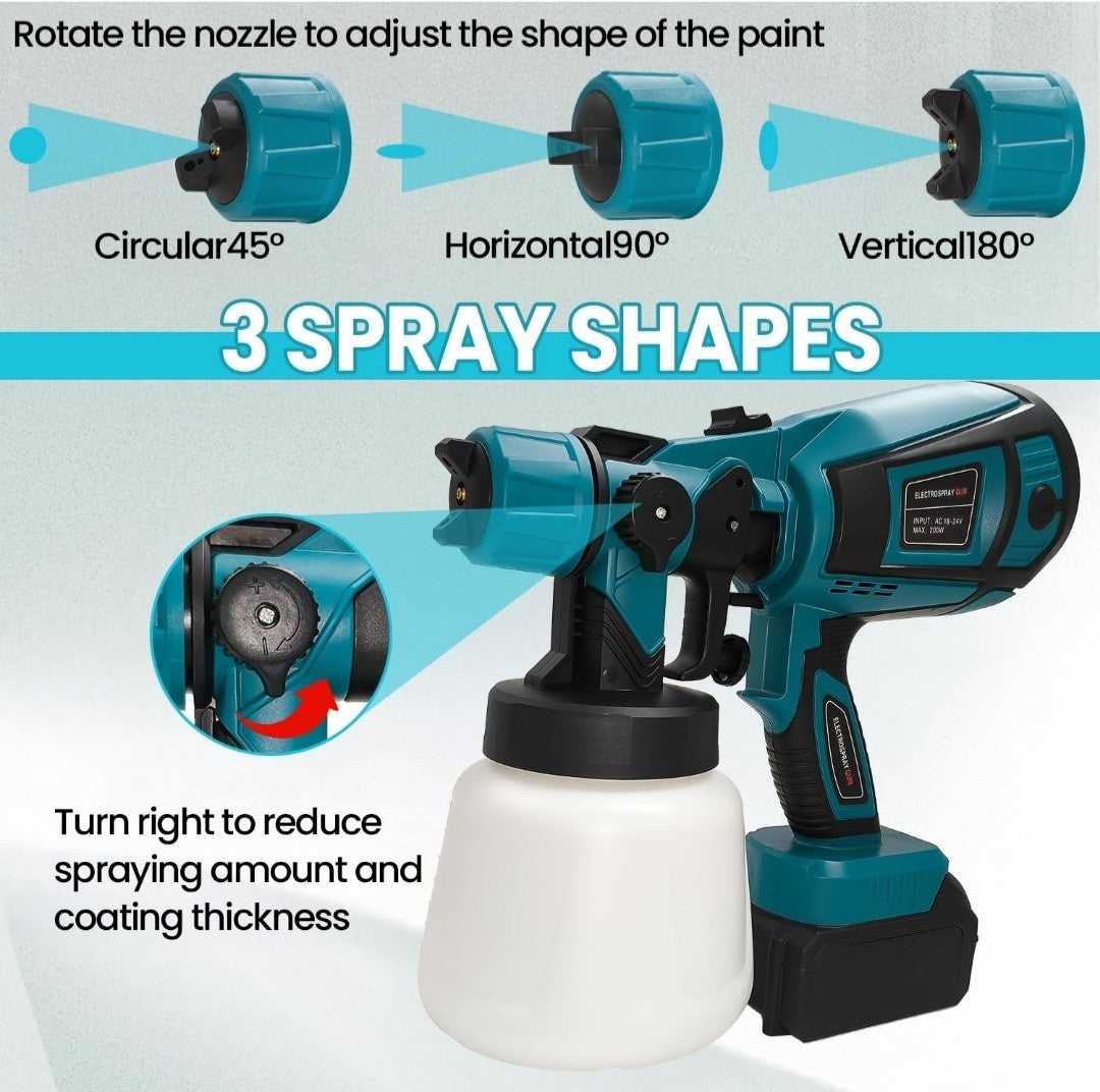 Cordless Paint Sprayer 1000ML  Spray Gun + 2 x 18V Li-ion Battery & Accessories