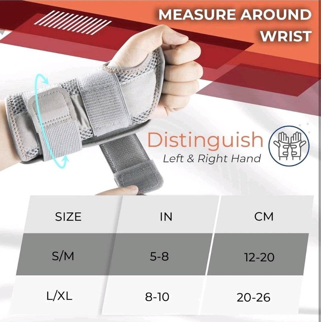 CURECARE New Updated Carpal Tunnel Wrist Splint, Adjustable Left Hand Size S/M