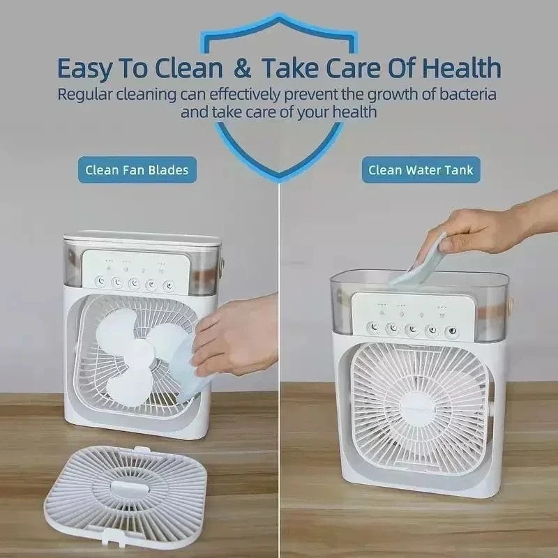 Portable Mini Air Cooler Mist Fan Humidifier – 3-in-1 Cooling Power for Any Room