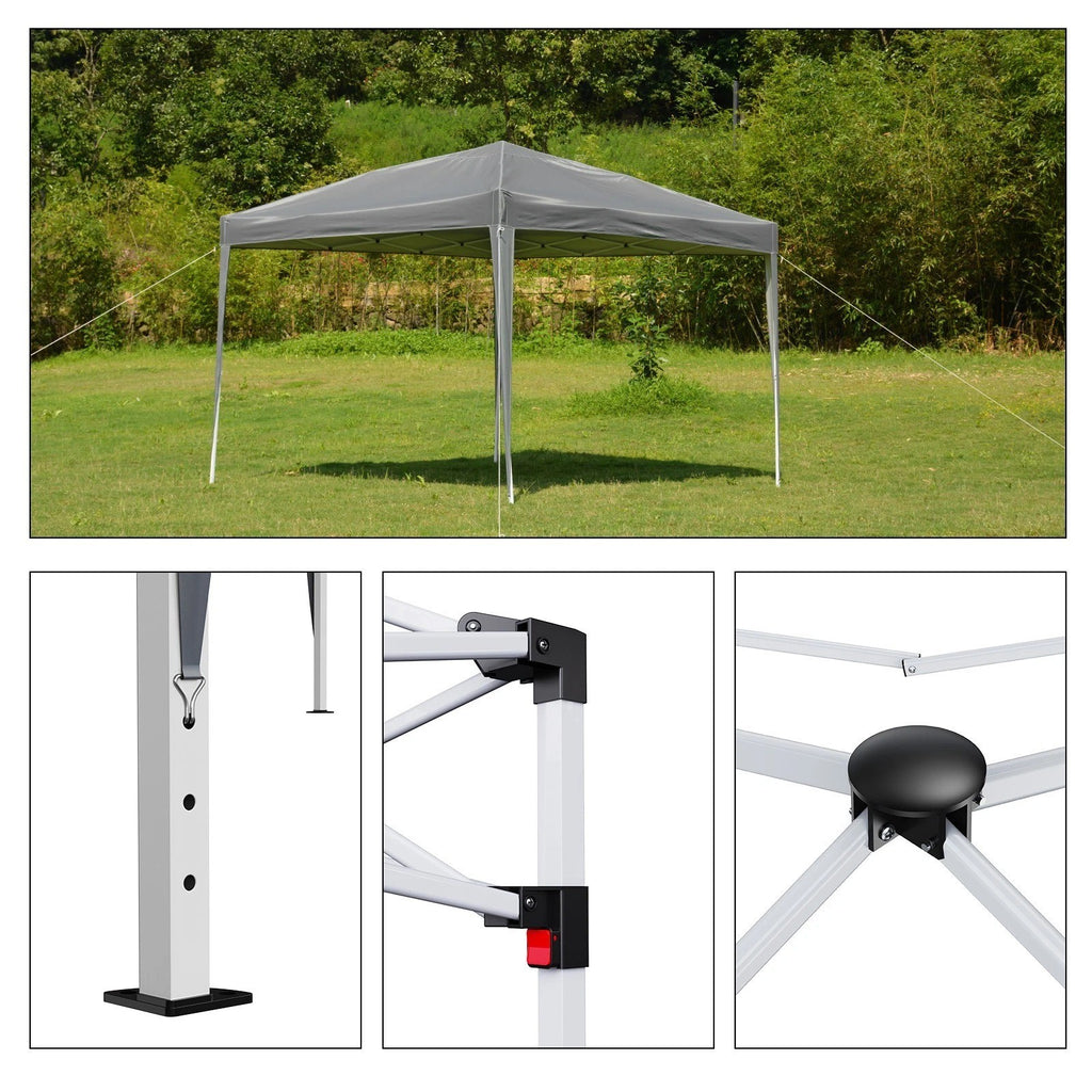 3X3M Heavy Duty Pop-up Gazebo Outdoor Garden Canopy Party Tent Adjustable -Grey
