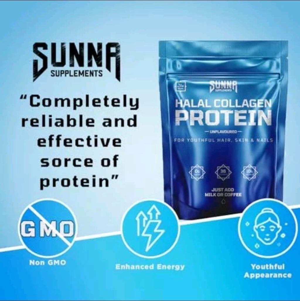 Sunna Supplements Halal Bovine Collagen Protein Powder for Hair, Skin, Nails
