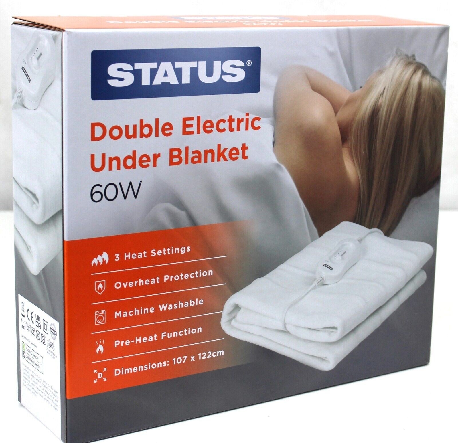 Electric Blanket Heated, Fast Heat up, 3 Heat Settings, King Size 152cm x 152cm
