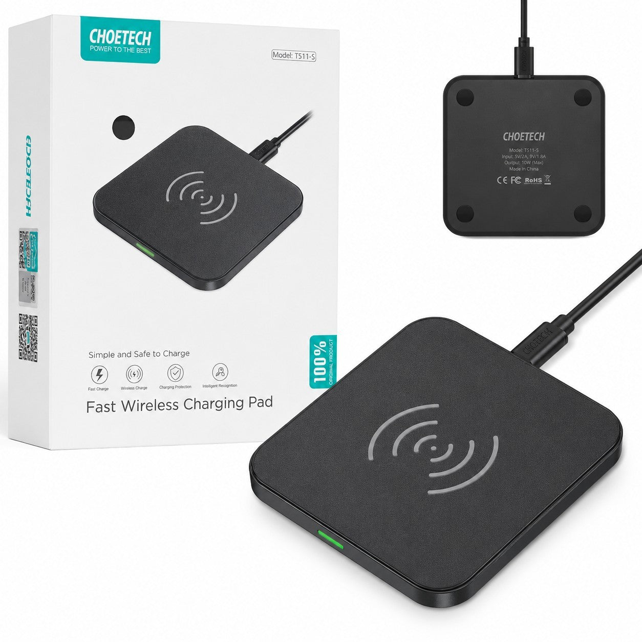 Genuine CHOETECH 10W Fast Wireless Charging Pad For Apple iPhone Samsung Phones 