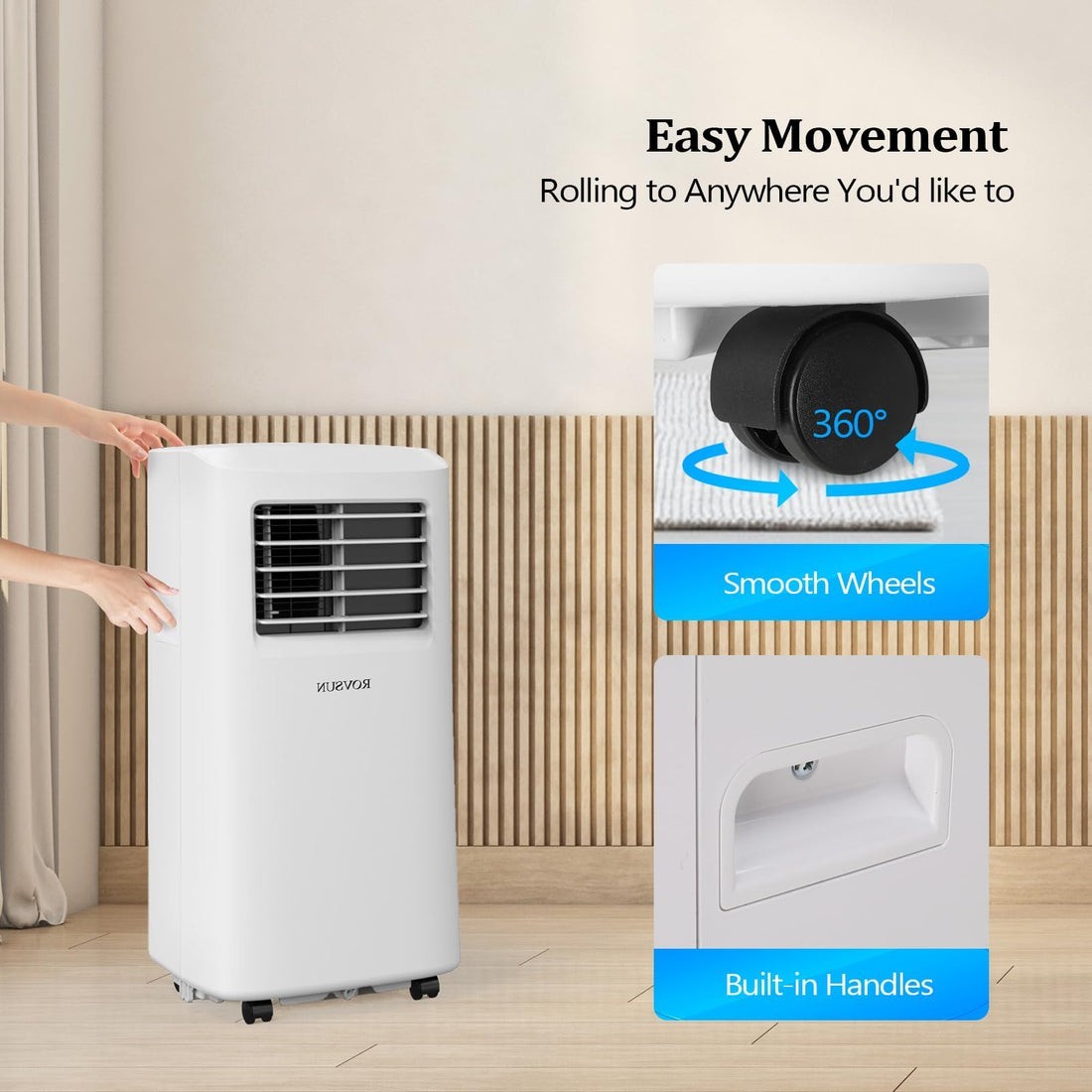 3 in 1 Portable Air Conditioner, Fan, Dehumidifie,ROVSUN 8,000 BTU 115V WiFi/APP