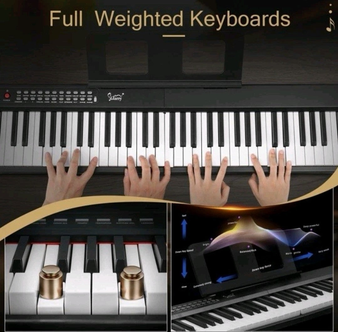 Digital Piano 88 Keys Foldable Electronic Keyboard with Headphones, Mic, Case