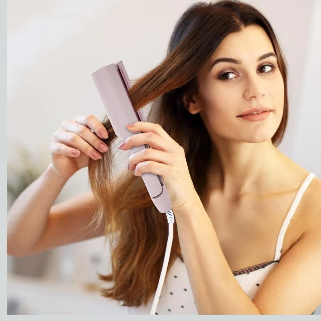 Big French Wave Hair Curler 32mm V-Shaped Waver Iron with 4 Heat Settings – Pink