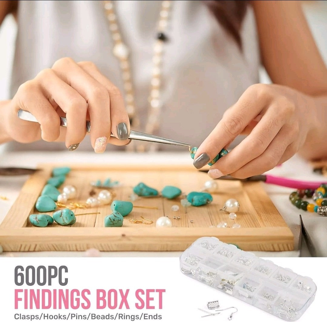 17Pc Jewellery Making Tool Kit for Bracelet, Necklace, Earring 600PC Finding Set