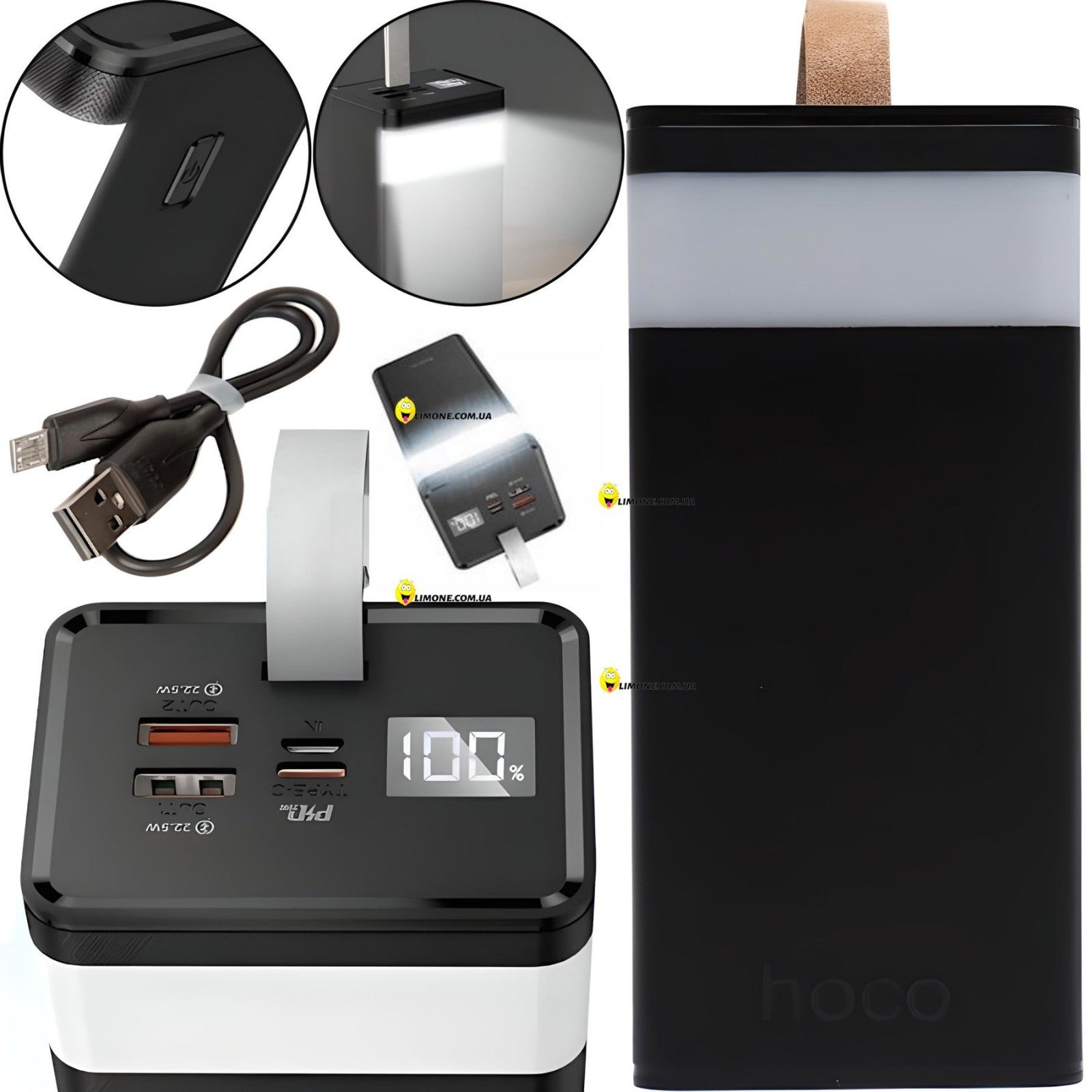 Hoco Super Fast Power Bank 40000mAh 4 Output, Micro / Type-C Input,Type-c Output